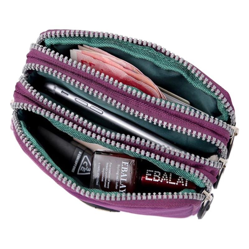 2020 estilo coreano bolso del teléfono móvil de las mujeres monedero color sólido esmerilado tres cremallera bolsa de almacenamiento monedero