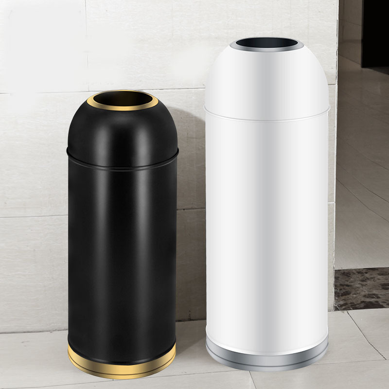 Commercial Trash Can, Large Capacity, Stainless Steel, for Coffee Chains, Milk Tea Shops, Beverage Stores, Restaurants, Bullet-Shaped, Round