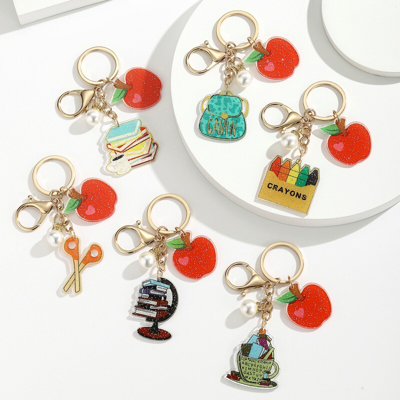New Graduation Season, School Season, Acrylic Pearl Apple Pencil Keychain Pendant, School Bag, Color Pen Student Pendant