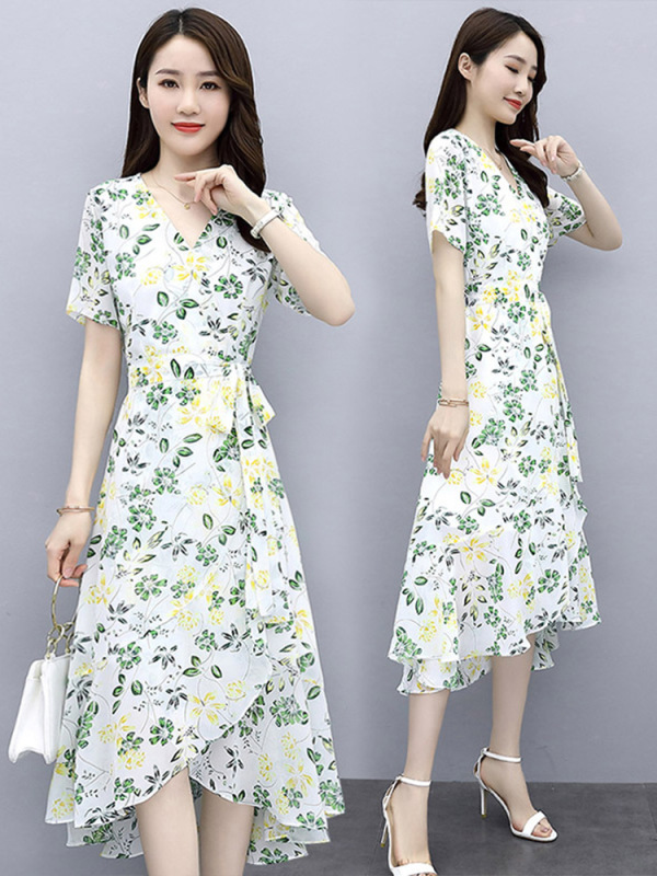 Floral dress Women's Summer Simple and Generous Elegant Dress for Ladies and Mothers