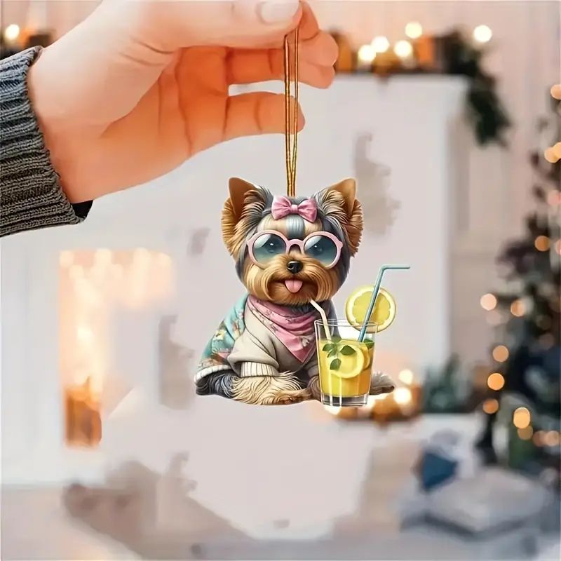 Nuevo cross-border bebidas gaseosas adorables perros colgante acrílico plano espejo retrovisor colgante mochila colgante