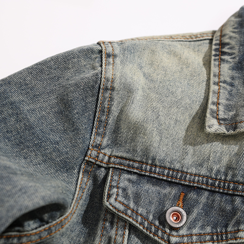 Men's Washed Denim Jacket Vintage Style Casual Retro Outerwear_voghion.com