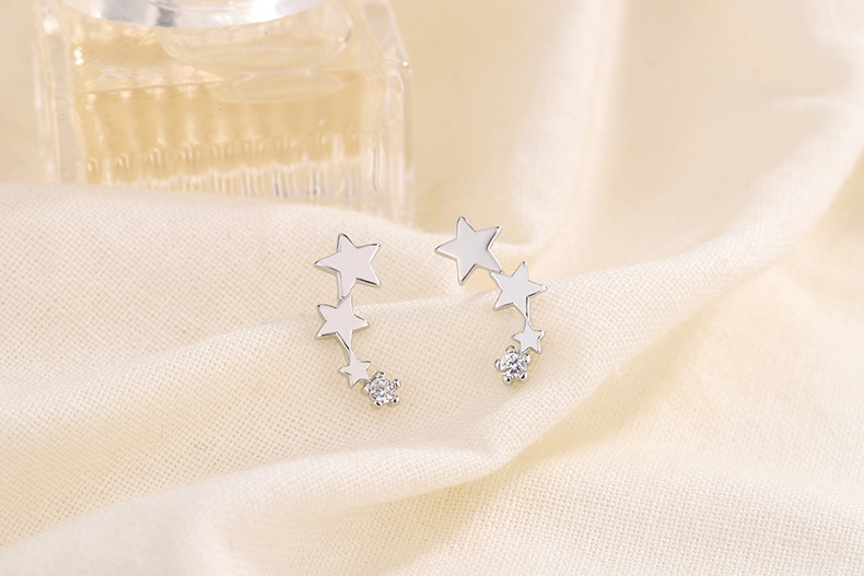 Fashion Star Copper Inlay Zircon Ear Studs 1 Pair