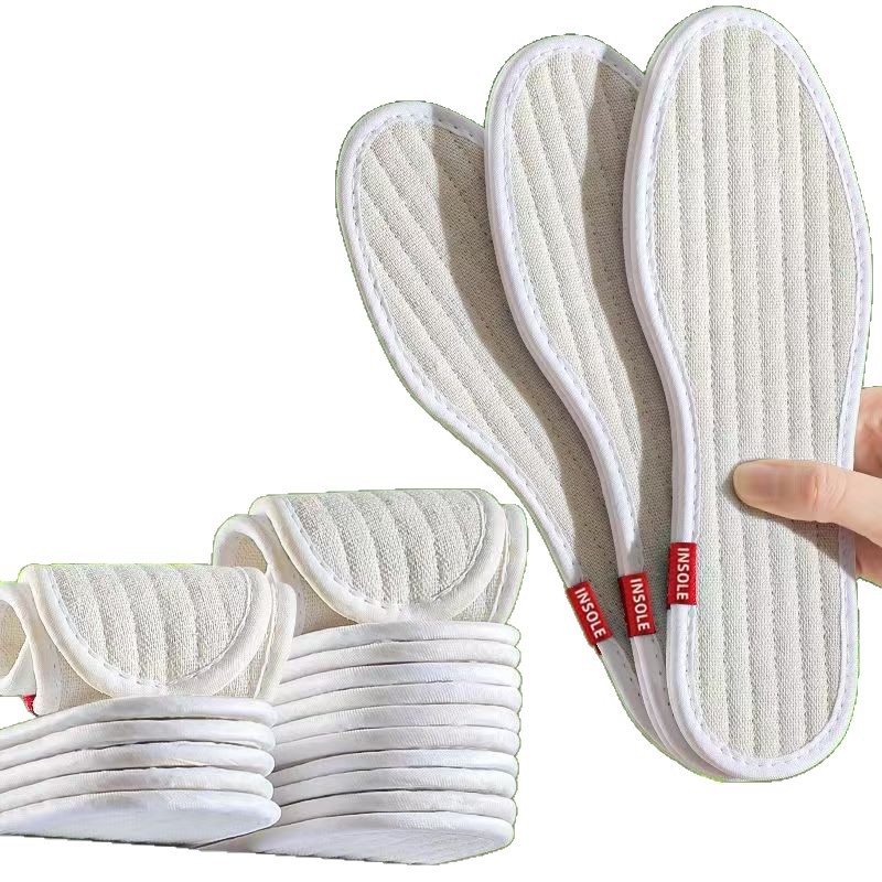 Ventas directas de fábrica Four Seasons hombres y mujeres ajenjo algodón lino desodorante plantilla absorbente de sudor transpirable cómoda plantilla de borde lavable