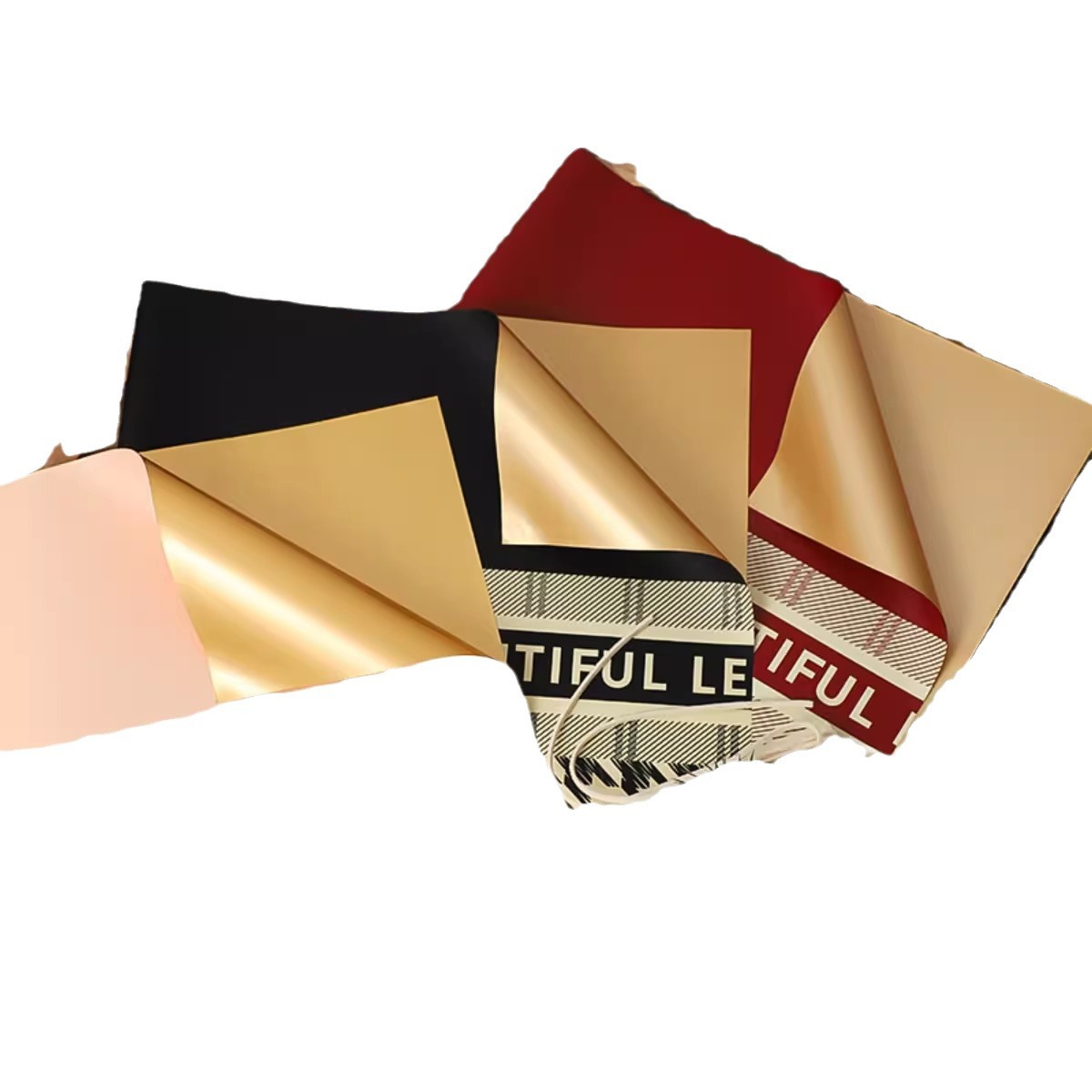 Papel de regalo con diseño de pana de siete colores y estampado de pana, papel dorado con diseño floral, impermeable, grueso, para floristería, materiales de embalaje.