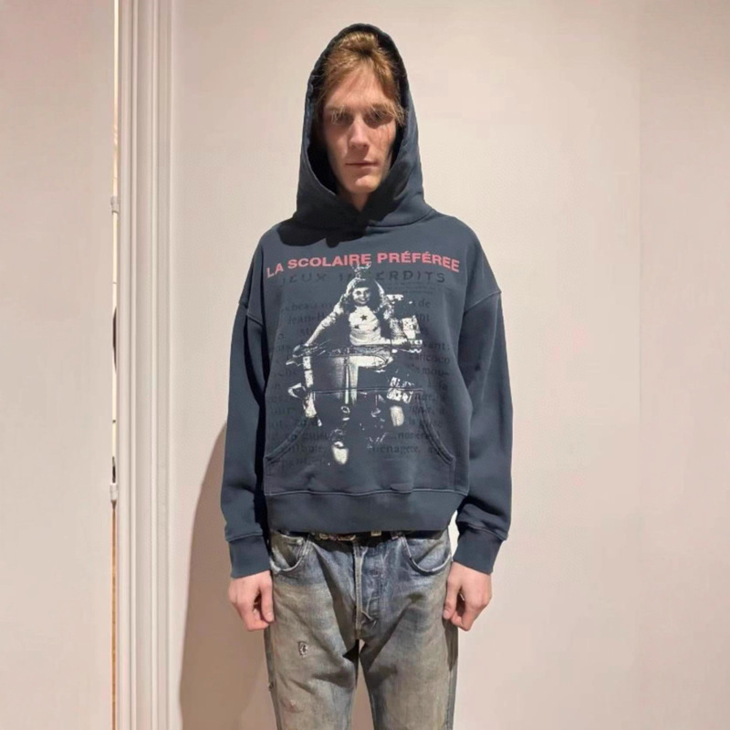 Erd Melancholic Rich Second Generation 25Ss "La Scolaire Préféree" Washed Distressed Sweatshirt Trend
