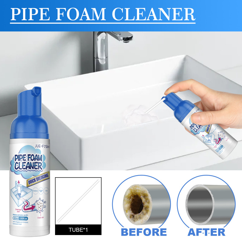 Jue-Fish Pipe Foam Cleaner Household Pipe, Pool, and Drain Deodorizer and Odor Removal Cleaner