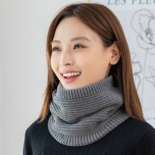 Cross-Border Korean Style Velvet Neck Scarf, Versatile for Autumn and Winter, Warm and Cold-Proof, Thickened Knitted Scarf, Fashionable Pullover Scarf for Men and Women