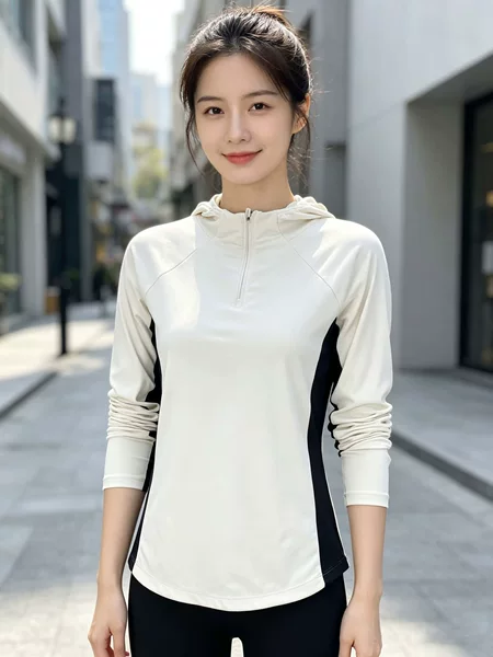 DiJia women's half-high collar raglan sleeve half-zip long-sleeve patchwork sports casual training daily long-sleeve sweatshirt for women