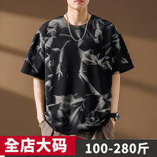 棉短袖t恤男潮牌痞帅炸街重磅短袖oversize美式高街潮流夏季半袖