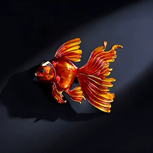 Japanese and Korean Goldfish Brooch High-end Female Temperament Enamel Colored Koi Corsage Niche Design Sense Pin Suit Accessories