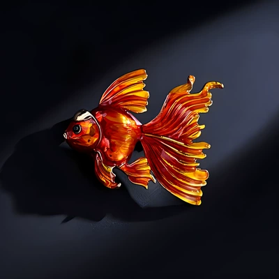 Japanese and Korean Goldfish Brooch High-end Female Temperament Enamel Colored Koi Corsage Niche Design Sense Pin Suit Accessories