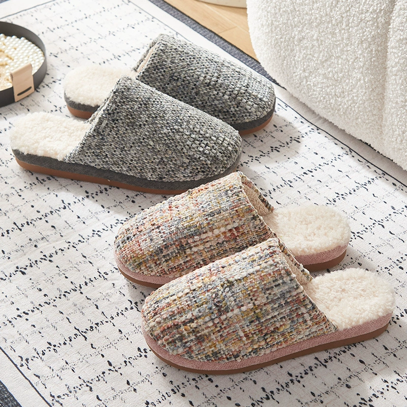 Маленькие ароматные хлопчатобумажные тапочки женские осенние и зимние дома теплые плюшевые 2024 новые домашние противоскользящие мужские зимние
