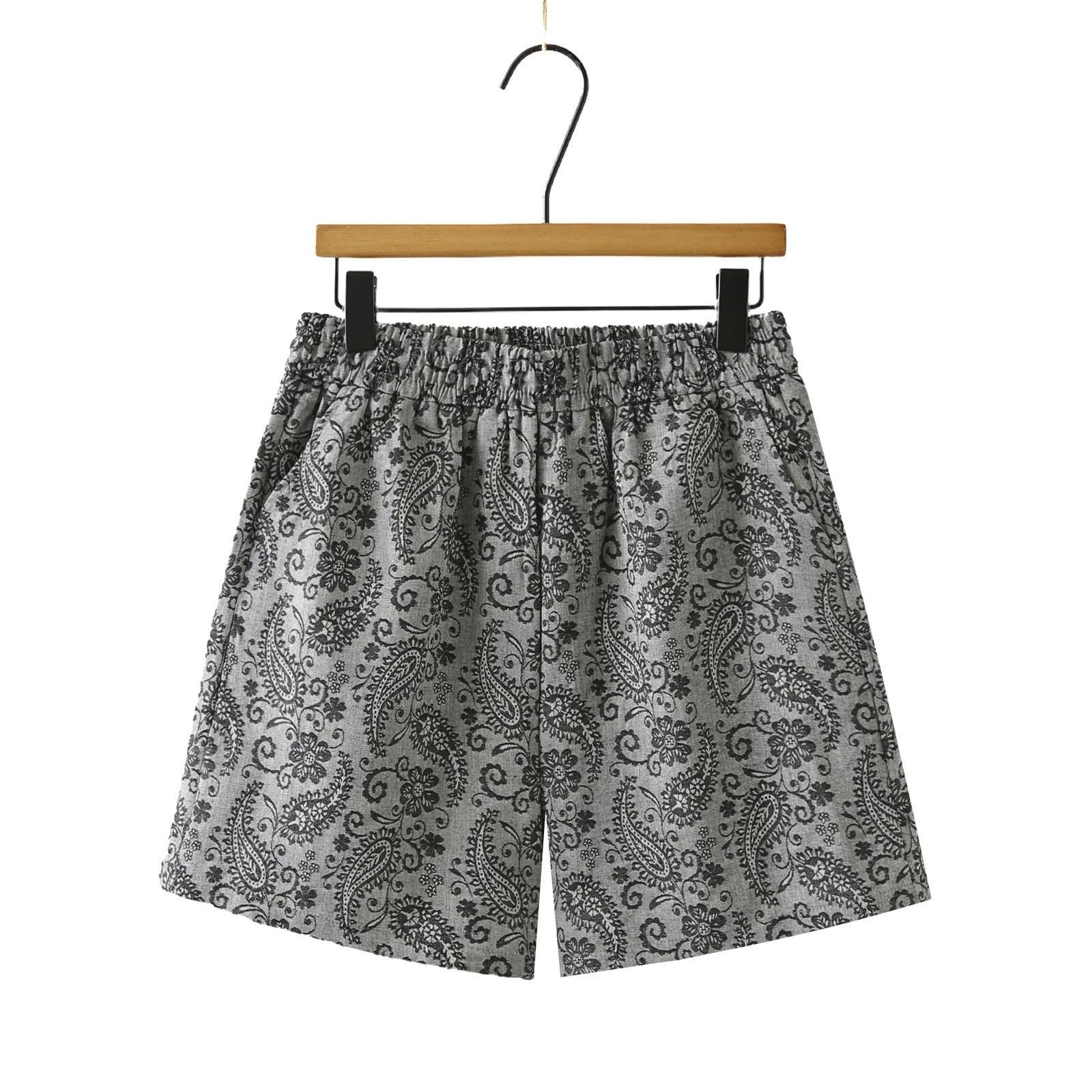 Летние свободные шорты с эластичной талией для женщин больших размеров с узором пейсли, жаккардовые удобные повседневные брюки 635.