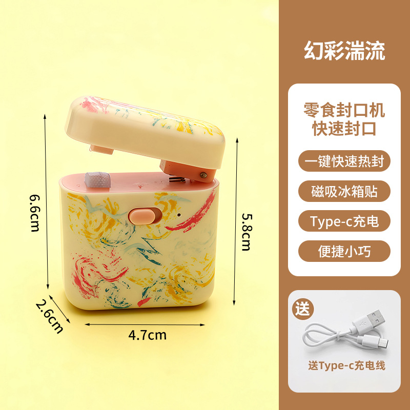 Mini máquina de sellado de mano tipo absorción magnética portátil bocadillos bolsas de plástico de vacío de plástico de alimentos frescos máquina de sellado a prueba de humedad