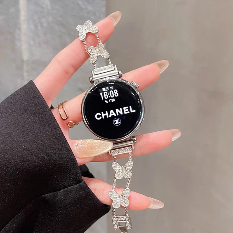适用华为GT手表带金属蝴蝶镶钻链条华为gt5女款watch4华为手表带|undefined
