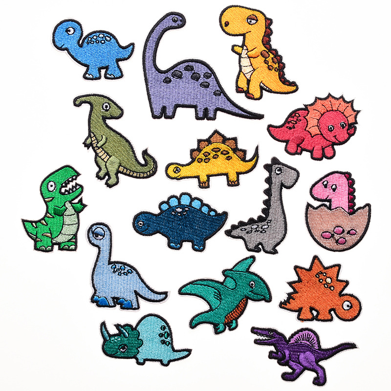 New products Cartoon Tyrannosaurus Rex Embroidery Embroidery stickers Cloth clothing accessories decorate Patch Sticker dinosaur 15 Set of parts