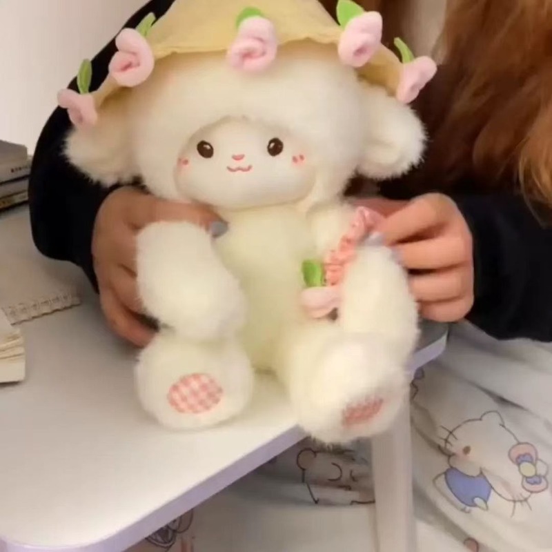玫瑰花束小羊玩偶公仔可爱抱花睡觉抱枕毛绒玩具情人节送生日礼物|undefined