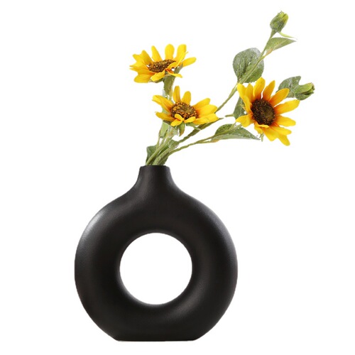Ceramic crafts living room flower arrangement home Nordic ins style ceramic bottle ornaments creative round hydroponic dry vase