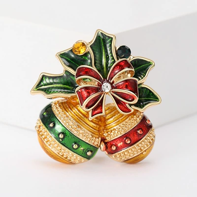 European and American fashion simple alloy enamel bell brooch Christmas series men's and women's clothing corsage jewelry pins