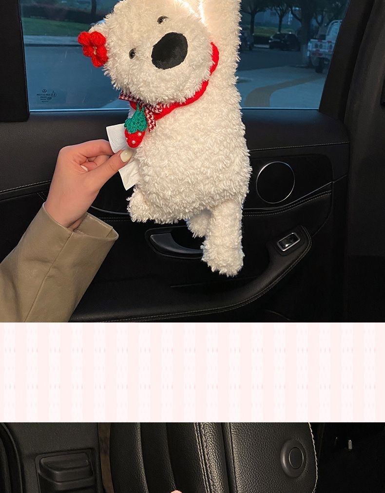 Car Tissue Box Creative Cute West Highland Paper Box Car Tissue Hanging Bag 2025 New Car Hanging Type