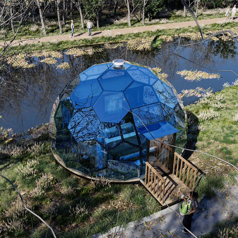6 metros de diámetro de cristal estrella habitación hotel casa de familia fabricante domo esférico solárium restaurante casa de cristal cápsula espacial