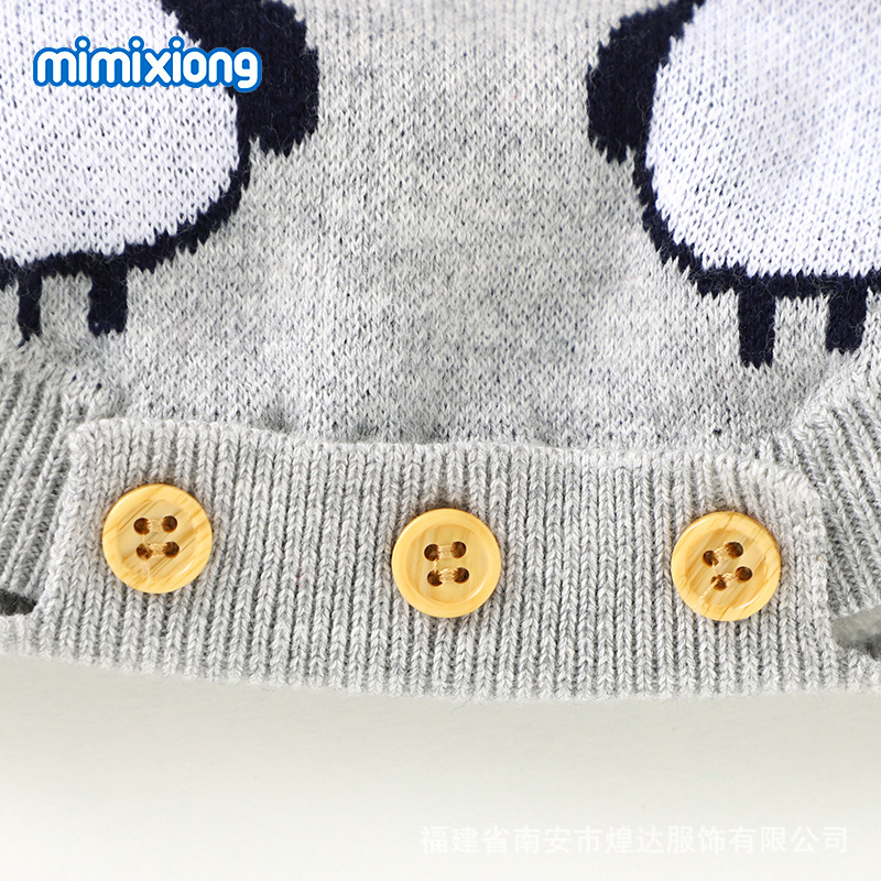 ins热卖春季新款企鹅提花婴幼儿长袖连体包屁哈衣