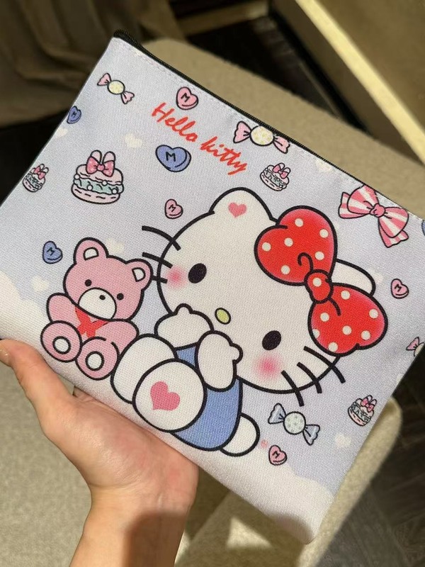 新しいハローキティ化粧品バッグ子供のかわいい漫画化粧品バッグ女性のクラッチバッグミニ収納袋|undefined