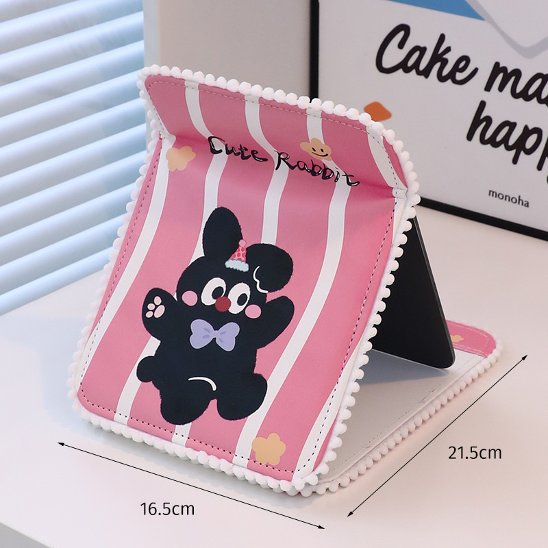 Espejo de maquillaje plegable de escritorio, dormitorio de escritorio, mesa de maquillaje de dormitorio, camarera, pequeño espejo encantador con usted