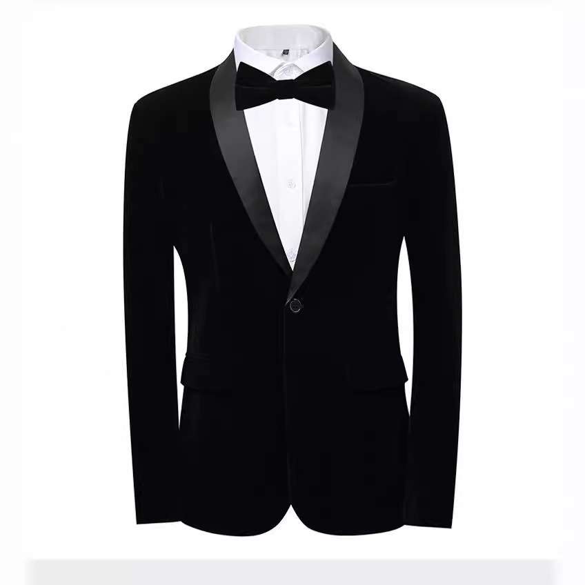Cross-Border Export Trendy Men's Autumn Clothing New European and American British Velvet Suit Host Dress Plus Size Suit Men