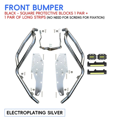 crash guards, front and rear – Motorcycle bumper - silverreinforced-front-bumper-black-protective-block