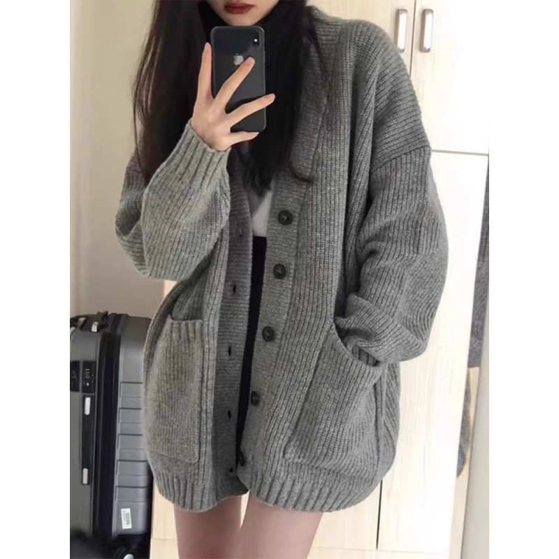 2026 Autumn and Winter New Japanese and Korean Simple Knit Cardigan Slimming Casual Loose Versatile College Style Sweater Coat for Women 2026 Autumn and Winter New Japanese and Korean Simple Knit Cardigan Slimming Casual Loose Versatile College Style Sweater Coat for Women
