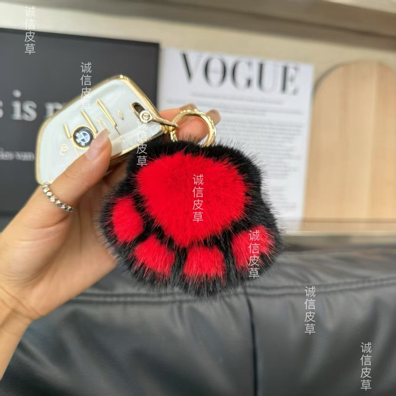 かわいい猫の爪ペンダントアップグレードされた模造ミンクぬいぐるみ車のキーホルダーガールハートバッグペンダント誕生日ギフト|undefined