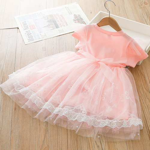 Children's Clothes Girls Kuromi Dress 2024 Summer Short Sleeve Fashionable Lace Princess Dress