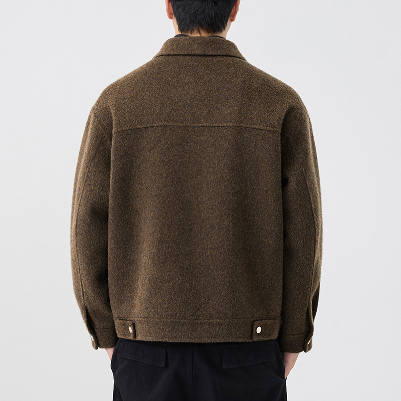2025 otoño invierno chaqueta de lana hombre doble solapa chaqueta de lana cachemire suelta chaqueta de tamaño grande No