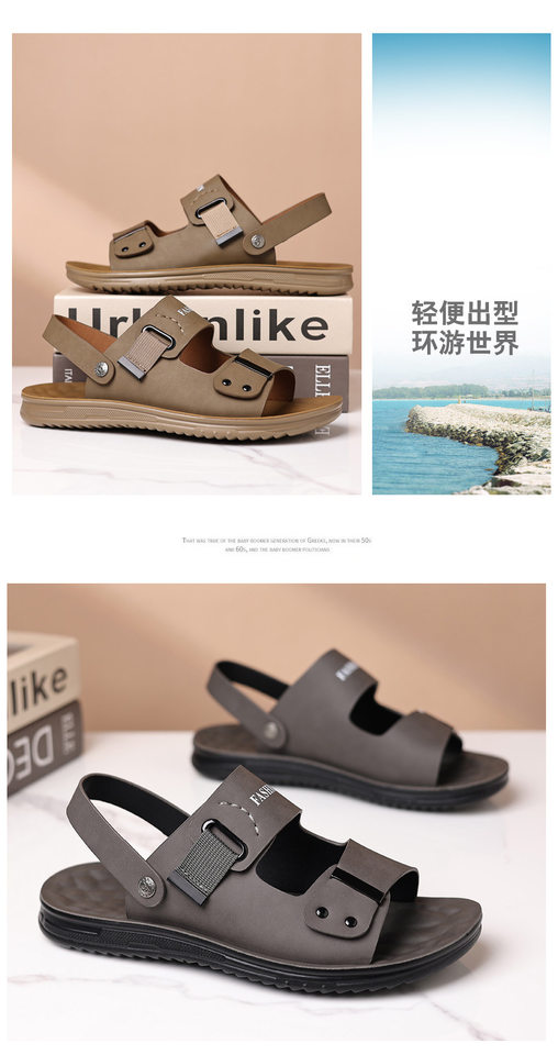 Dép sandal nam quai hở mũi đế mềm thân mềm, kiểu lười hai chức năng đi hàng ngày và đi biển — CS9833 màu vàng, CS9833 màu xám chi tiết 15