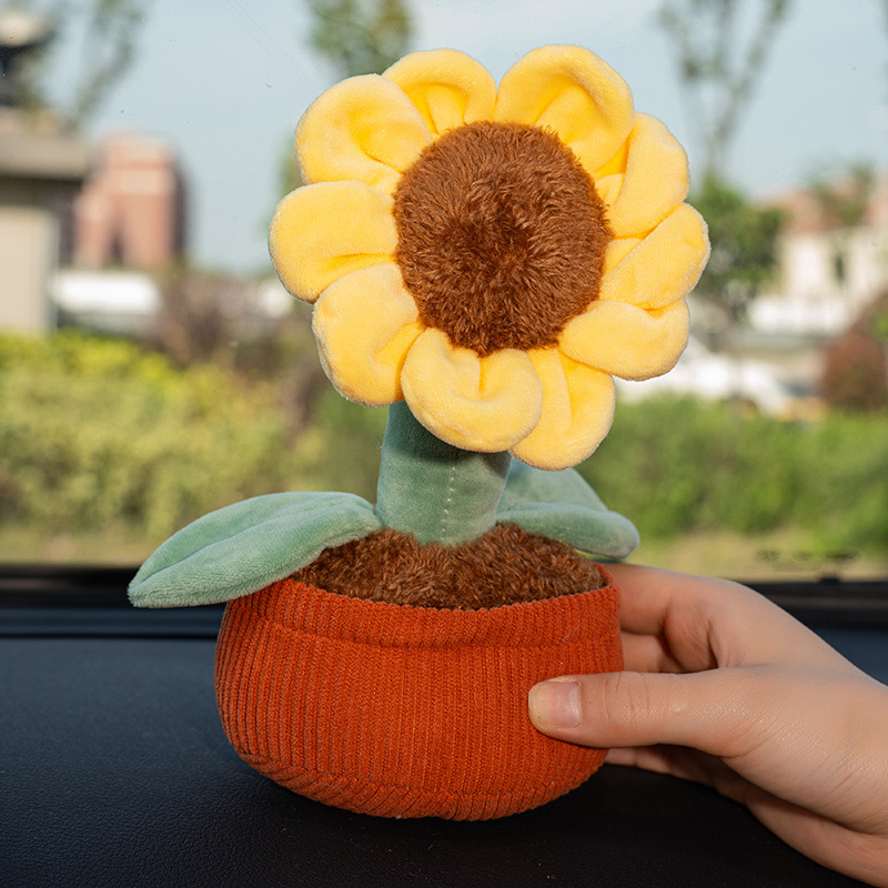 Muñecas de peluche aromáticas flores de imitación maceta decoración del hogar escritorio girasol automóvil adornos flores