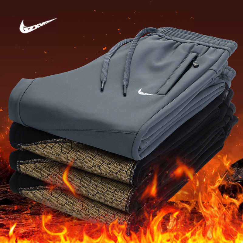 2025 Autumn and Winter Outdoor Graphene Softshell Pants for Men, Fleece-Lined, Windproof, Waterproof, Warm Long Pants, Men's Sports Casual Pants