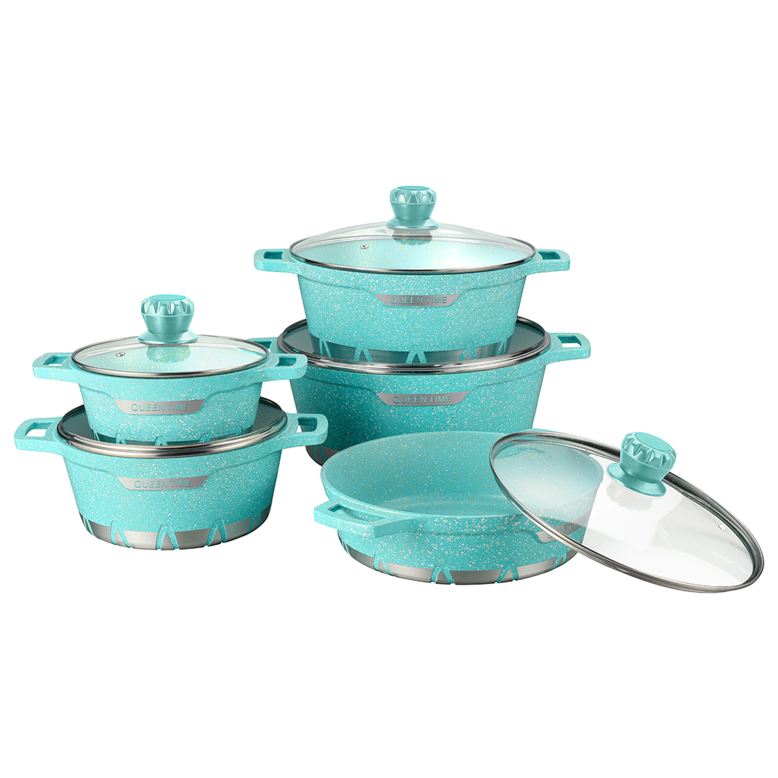 Olla de sopa transfronteriza de fundición a presión olla antiadherente estofado olla traje 10 piezas olla de aluminio conjunto de 10 piezas