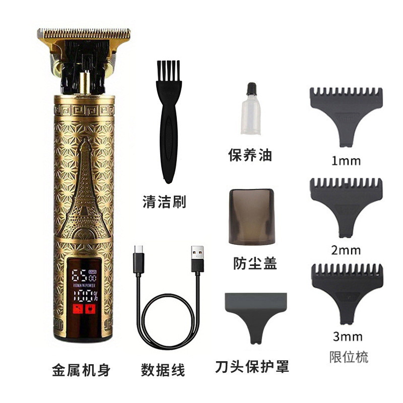 跨境新品t9电动理发器批发雕刻痕电推子光头油头电推剪塑料剃头刀