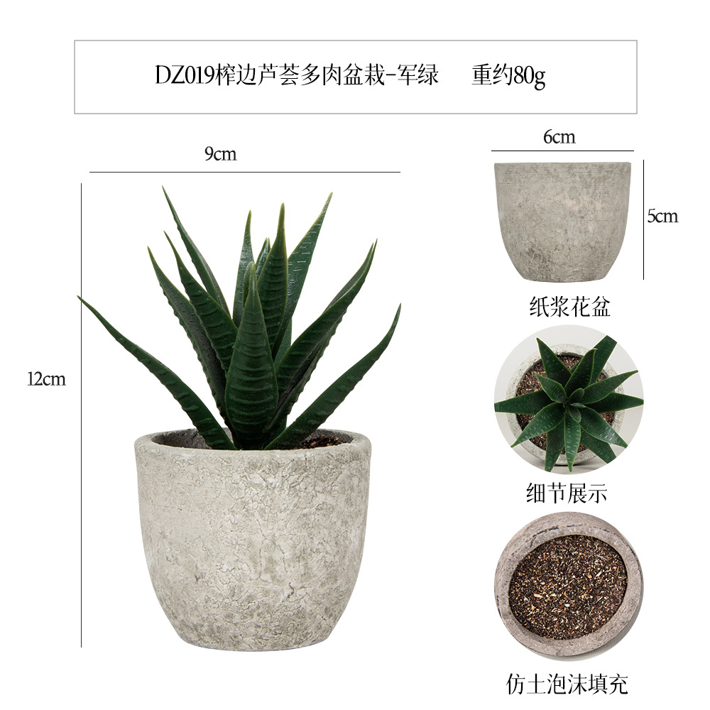 Más de 100 estilos de macetas de pulpa de papel vintage con plantas suculentas simuladas, pequeños adornos populares de estilo jardín para decoración del hogar transfronteriza. image 42