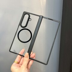 Samsung Zfold7 つや消し保護カバー w23 中央軸保護 Fold5 一体型磁気ソフトエッジシェル ZFOLD6 に適しています。