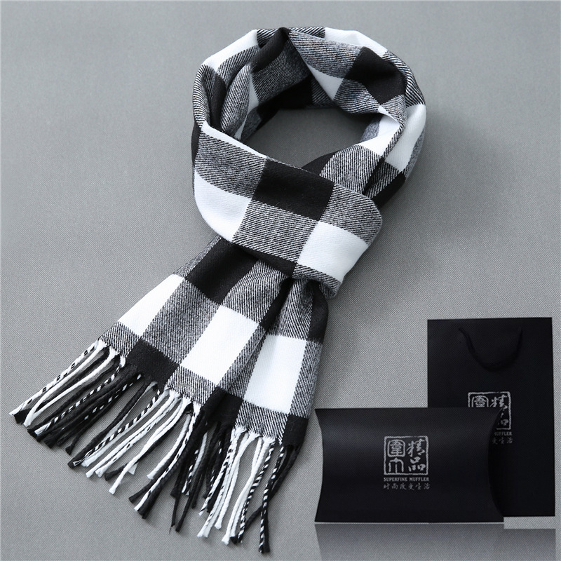 冬季男士围巾男生日礼物女保暖围巾礼盒装学生秋冬天格子韩青少年