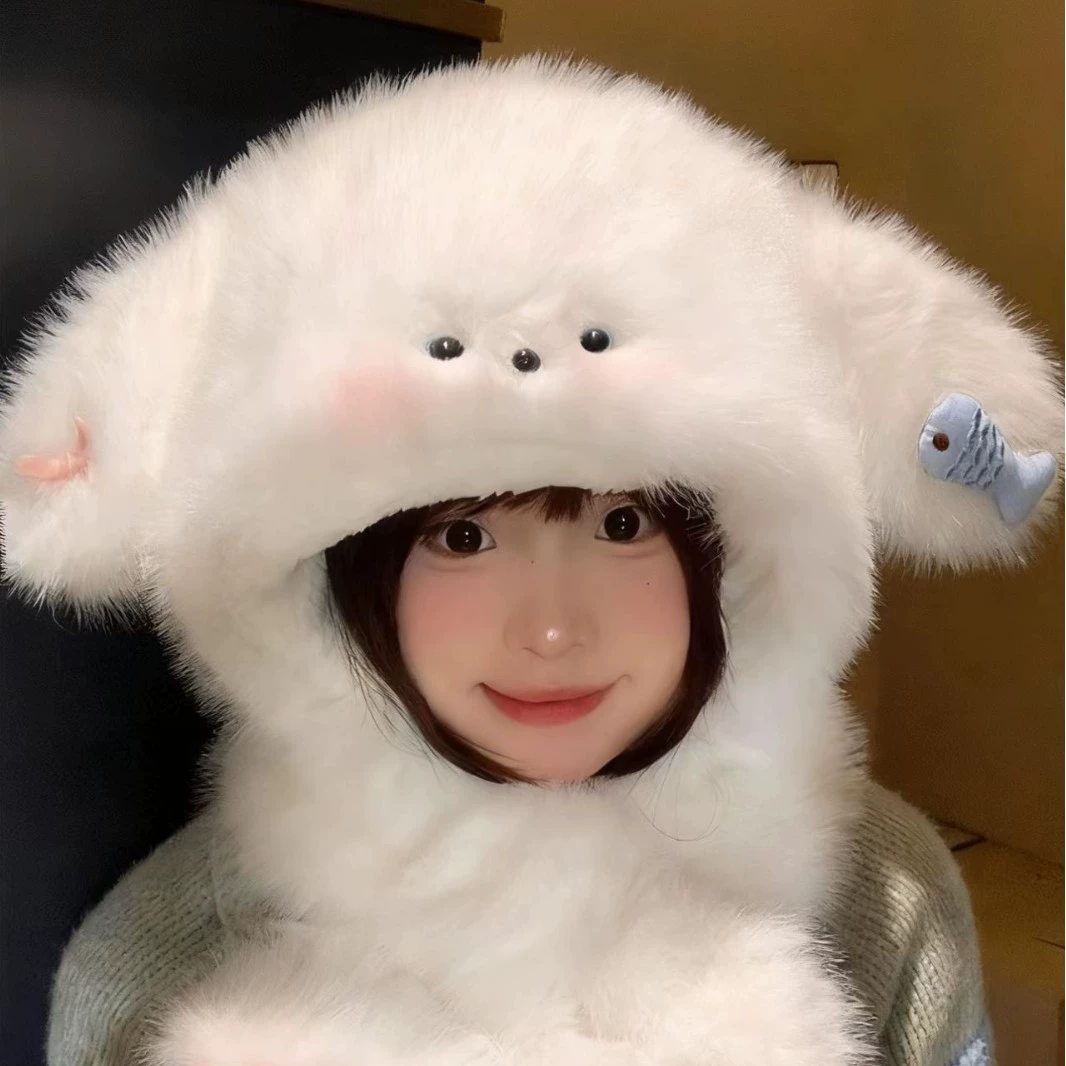Cute velvet hat, keep warm scarf