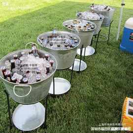 欧式香槟冰桶连架户外商用家用野餐烧烤饮料红葡萄啤酒金属冰桶架