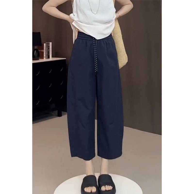 パパパンツ、小柄ハーレムパンツ、レディース夏薄手大きいサイズアイスシルクカバー股8点カジュアルワイドレッグパンツストレートパンツ|undefined
