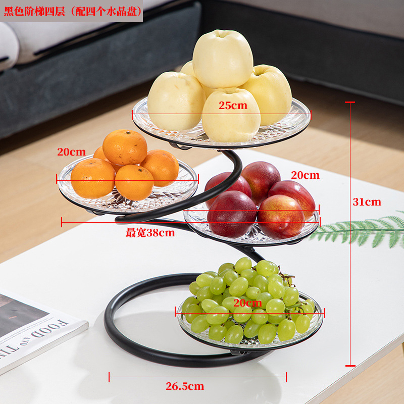 Plato de frutas de hierro forjado gancho de plátano sala de estar casera canasta de frutas de lujo ligera mesa de comedor dulces bocadillos plato