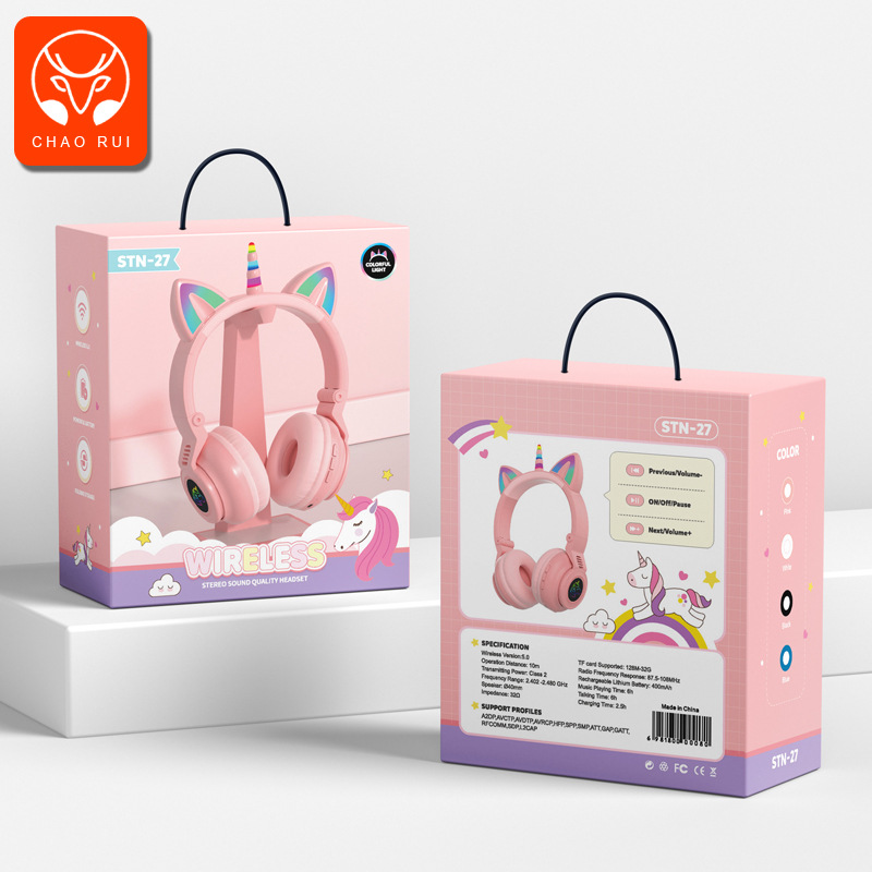 Nuevo lindo macaron gato oído auricular Bluetooth inalámbrico juego de deportes auriculares para Android Apple