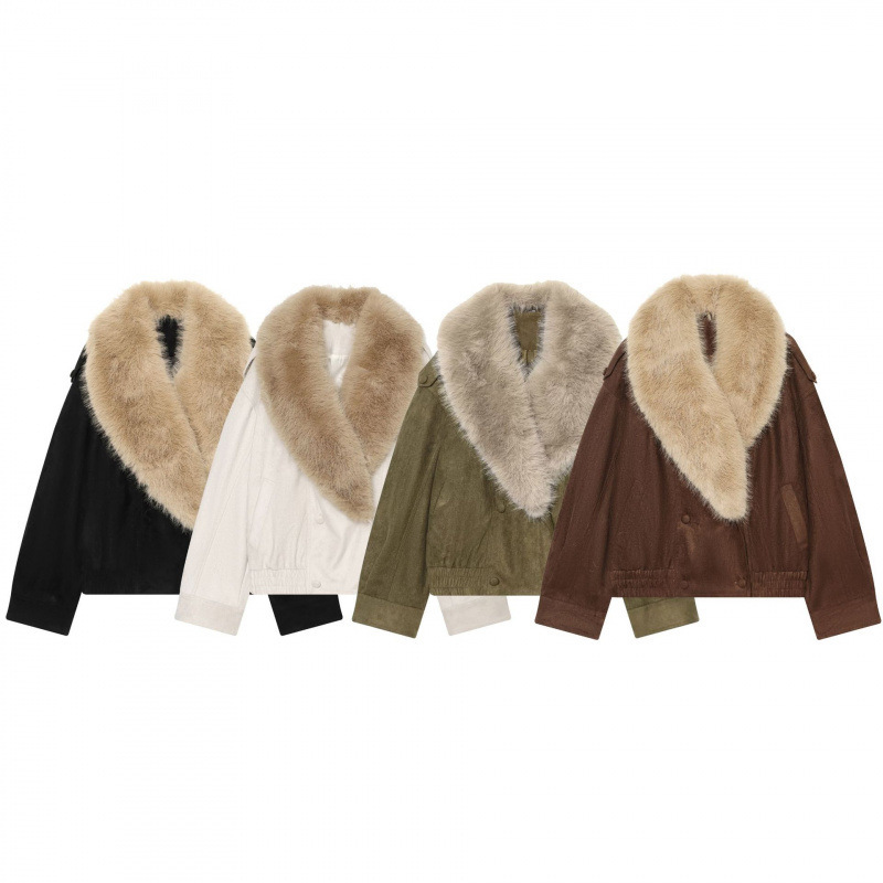 Cross-border women's clothing wholesale 2026 AliExpress hot-selling fashion faux fur effect suede texture jacket
