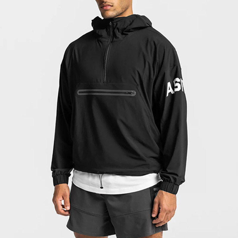 크로스보더 남성복 봄가을 남성 스웨트셔츠 아메리칸 스타일 젊은층 하프 지퍼 후드티 트렌디 브랜드 다용도 스포츠 자켓 남성용